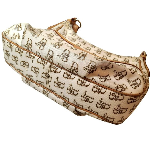 Dooney and Bourke Hobo Bag Collins East West 1975 Signature Ivory Brown *READ* - Picture 3 of 16
